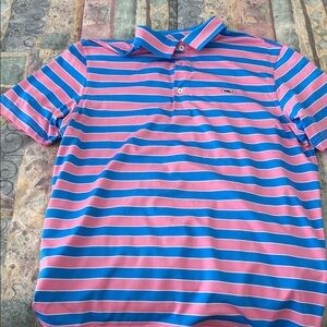 Vineyard Vines Blue and Pink Striped Polo
